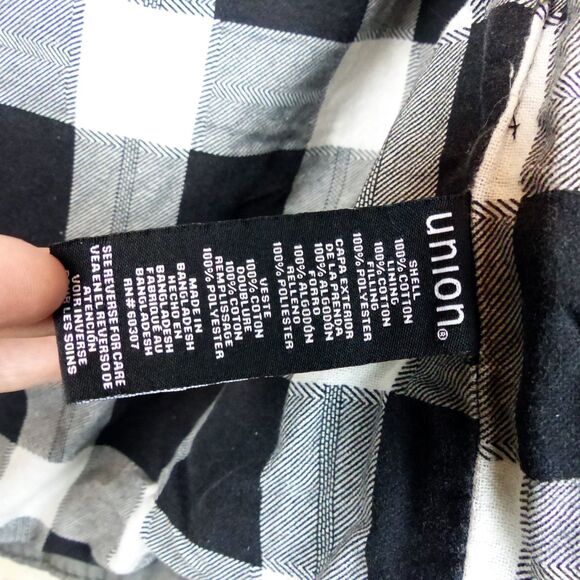 Union SEA WA Vest Mens S Gray Quilted Puffer Button Buffalo Plaid Flannel Lined - Picture 13 of 14